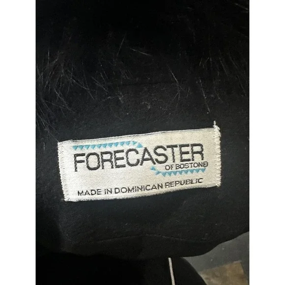 Genuine Fox Fur Collar Trench Coat Jacket Size 12 100% Wool Black Finland​​​​​